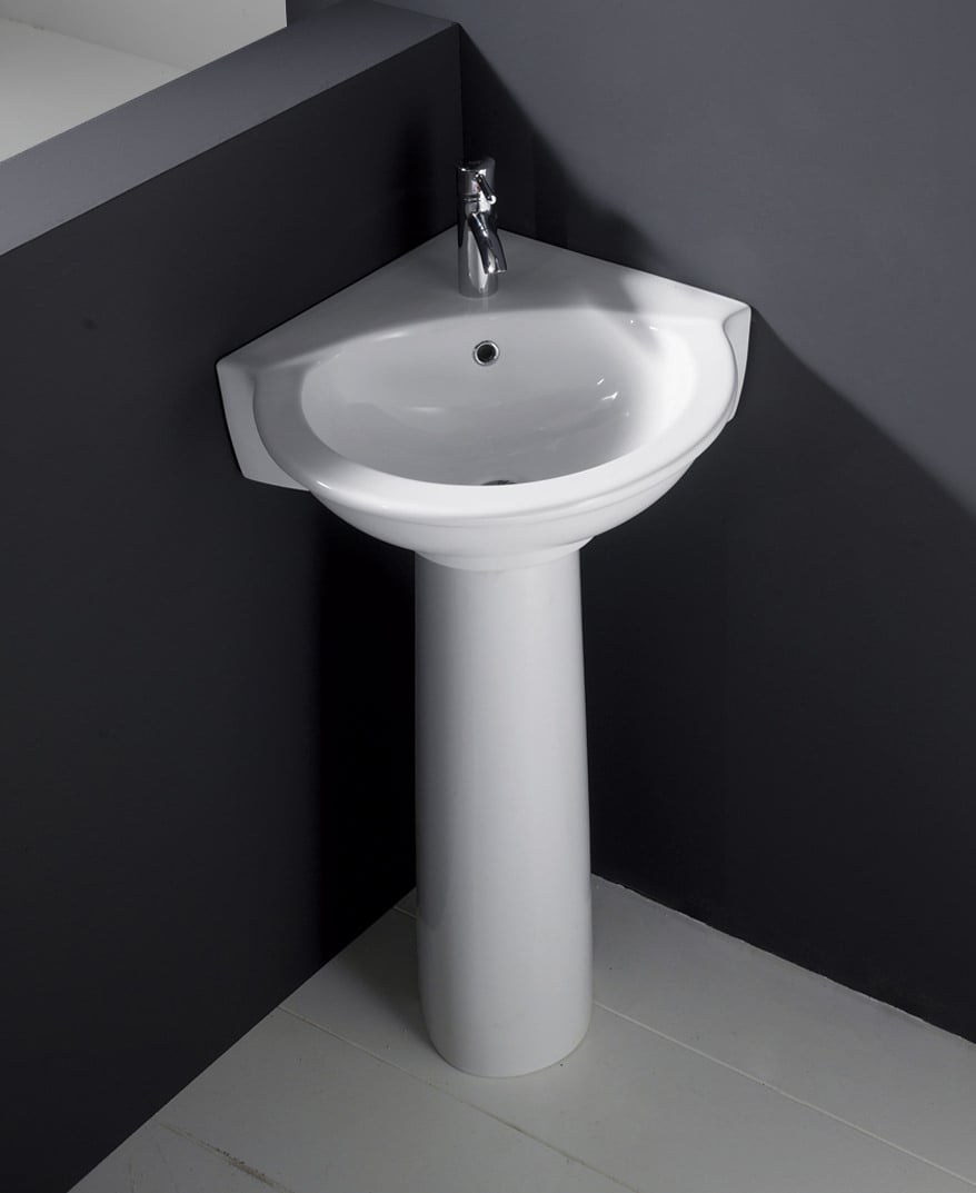 RAK Evolution 595mm Corner Basin And Full Pedestal
