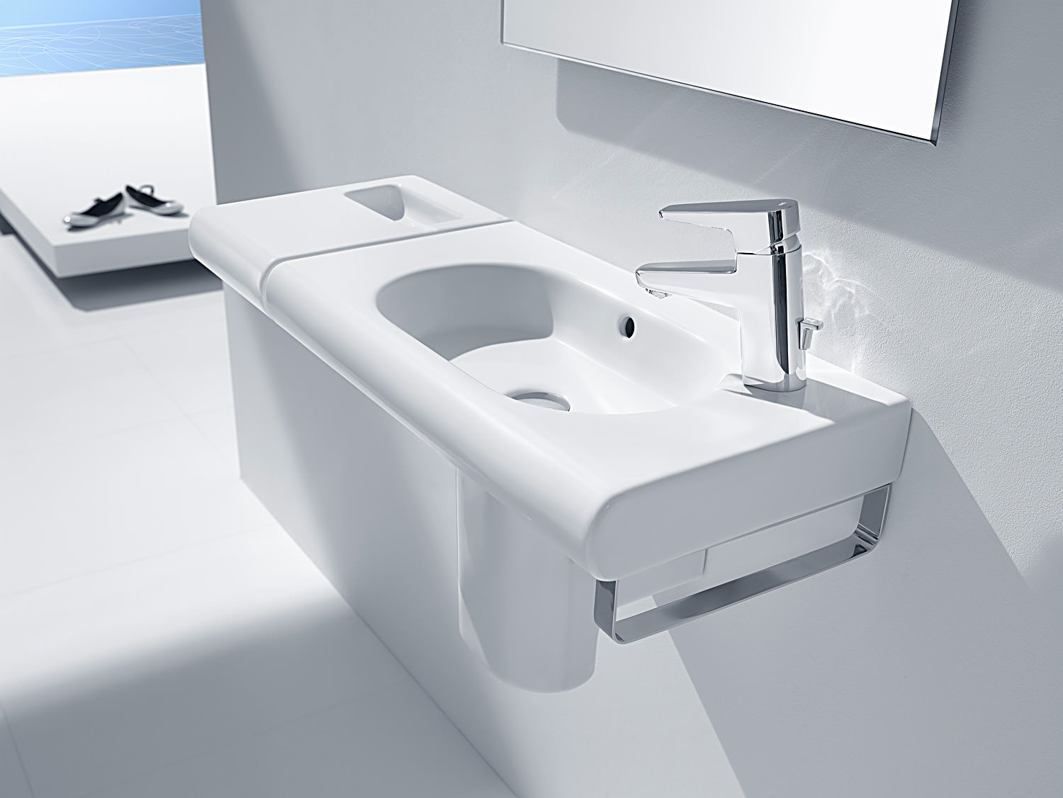 Roca MeridianN Compact Wall Hung 550mm Basin With 1 RH Taphole