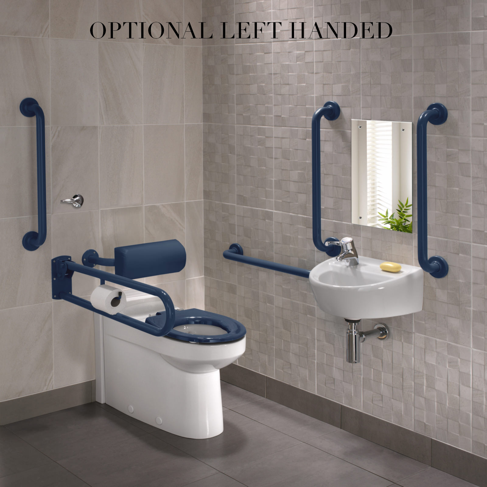 Twyford Doc.M Rimless BTW WC Pack With White Grab Rails And Seat
