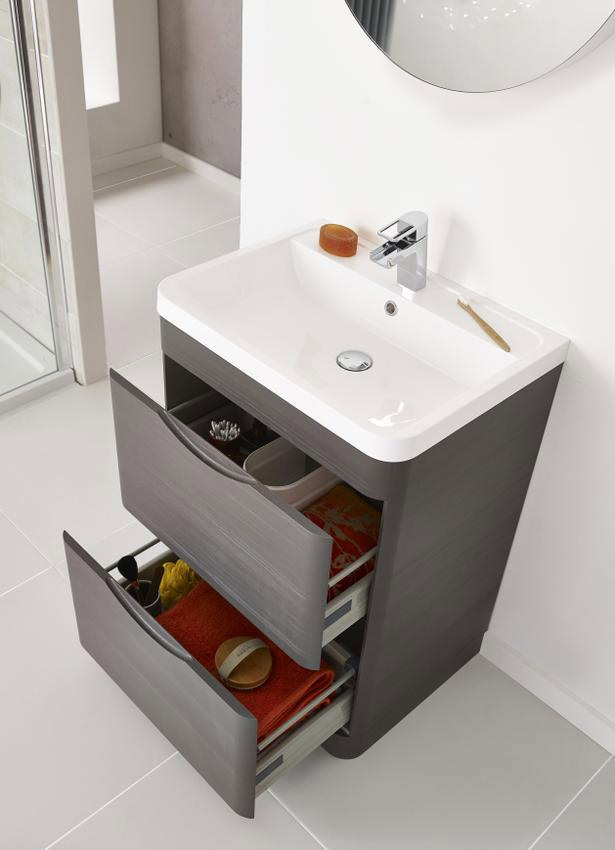 Premier Eclipse 600mm 2 Drawer Floor Standing Cabinet And Basin