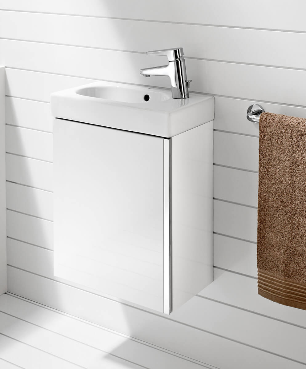 Roca Mini 1Door Unit With Basin And Mirrored Gloss White