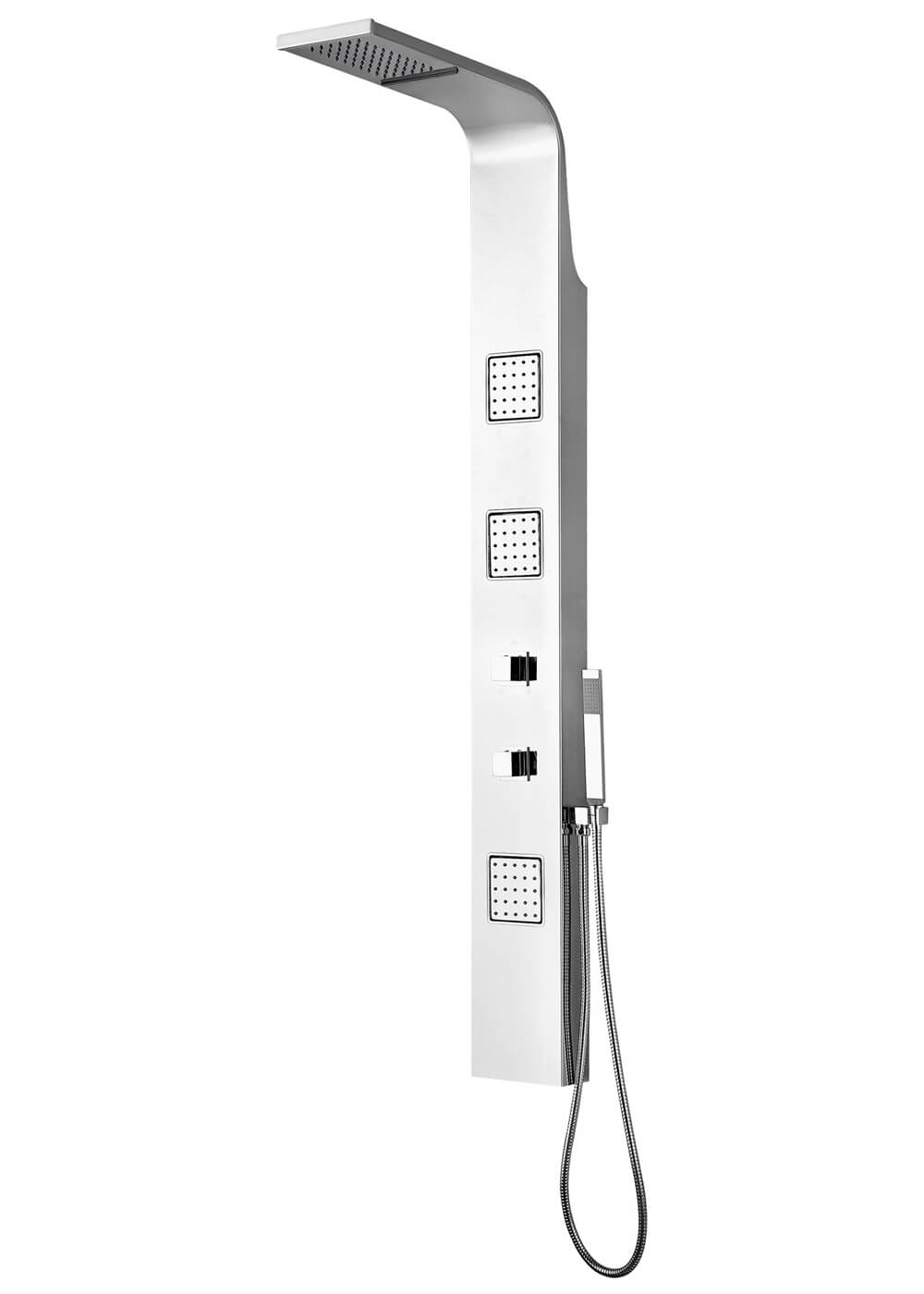 Frontline Aquaflow Italia Pano Thermostatic Shower Panel With Movable Massage Jets And Water Blade