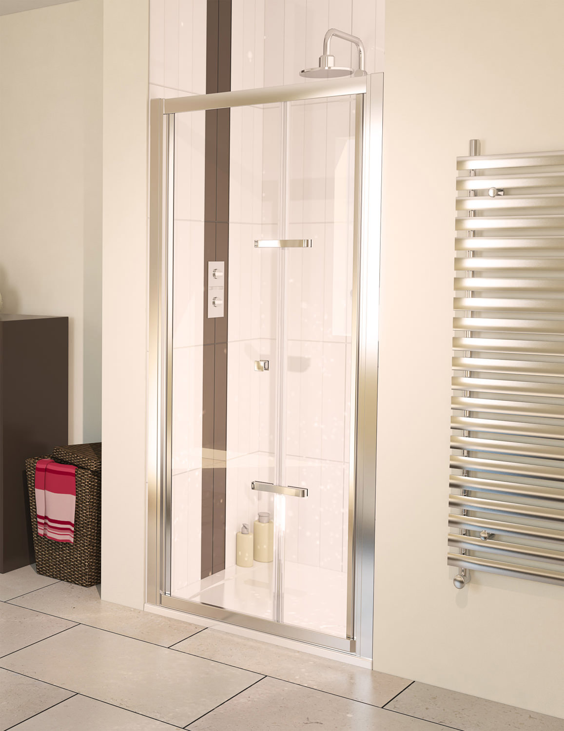 Aqualux Aqua 6 Bi Fold Shower Door 800mm Polished Silver