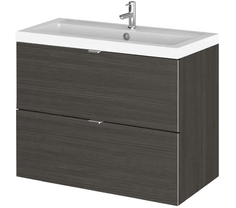 Hudson Reed Fusion 800mm Wall Hung Full Depth 2 Drawer Vanity Unit And