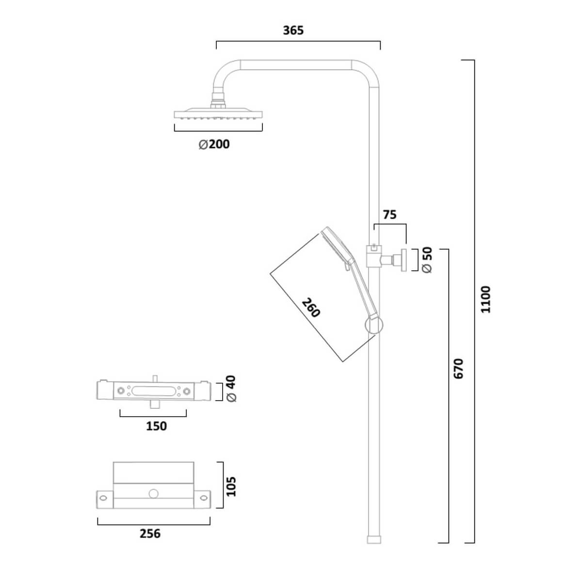 Tavistock Merit Dual Function Bar Valve Thermostatic Shower System