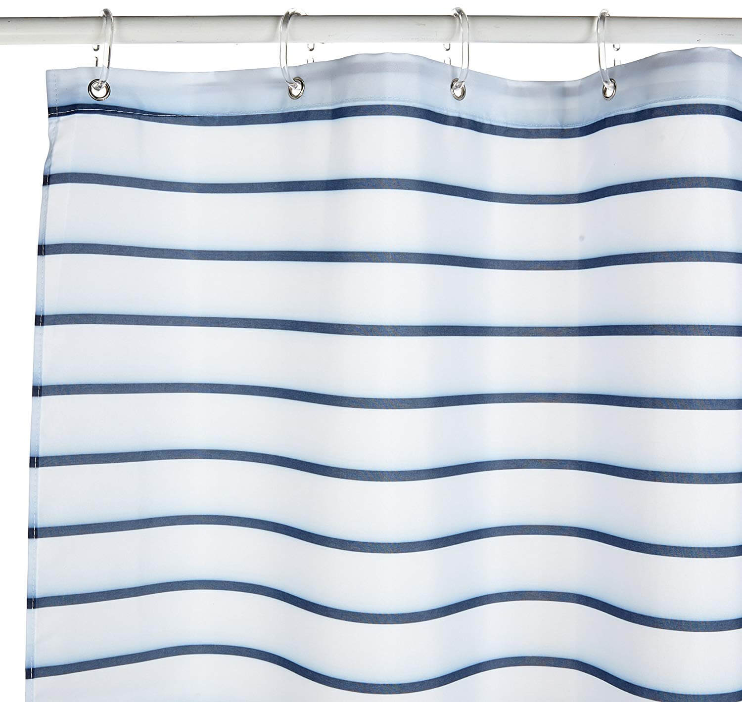 Croydex Navy Pinstripe Textile Shower Curtain