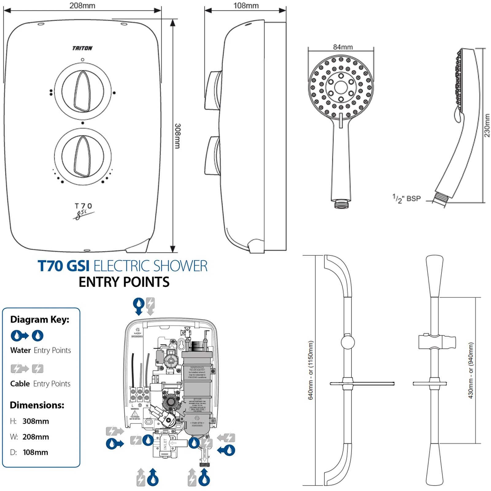Triton T70gsi Electric Shower Rail Kit