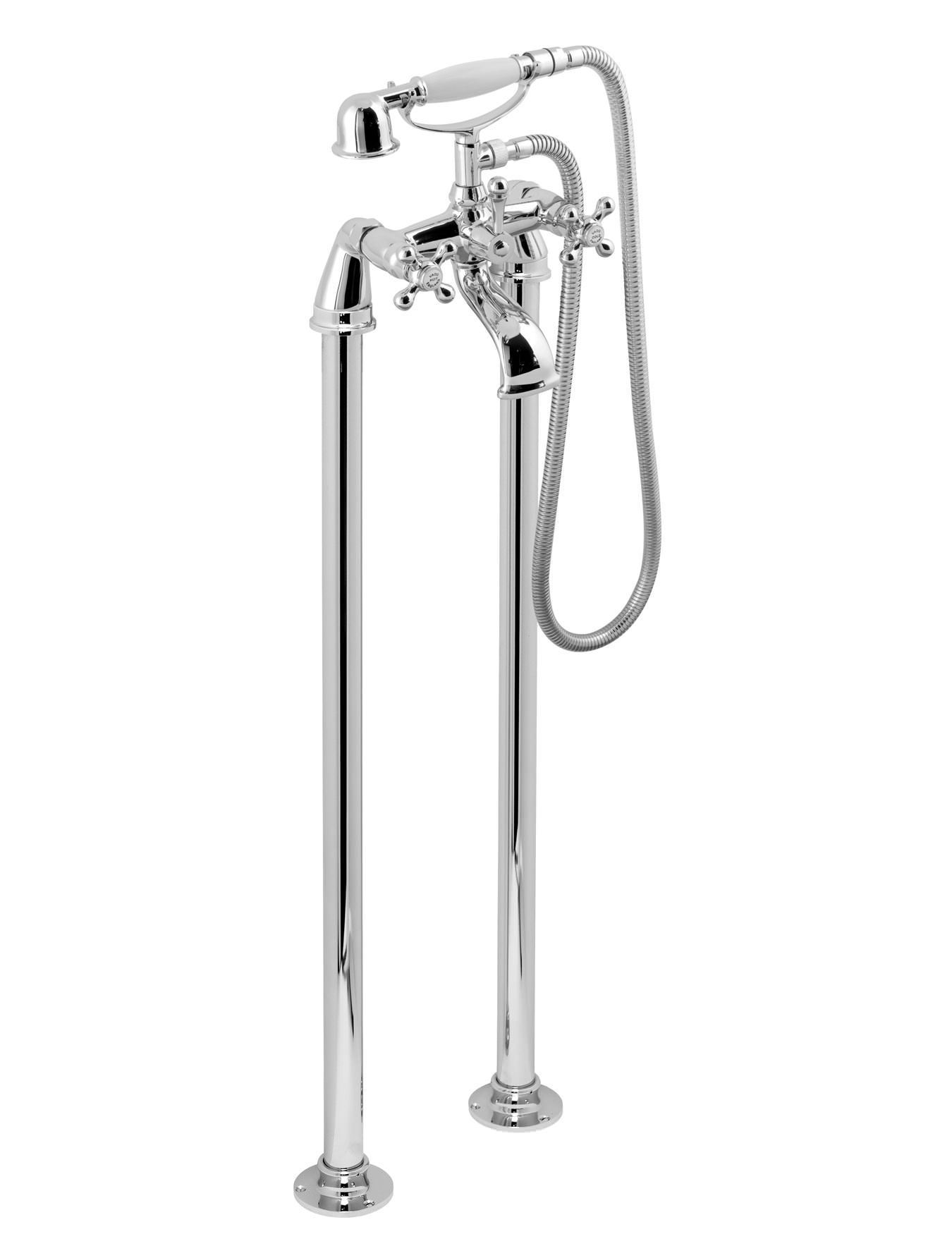 Vado Victoriana Floor Mount Bath Shower Mixer Tap With Kit Chrome