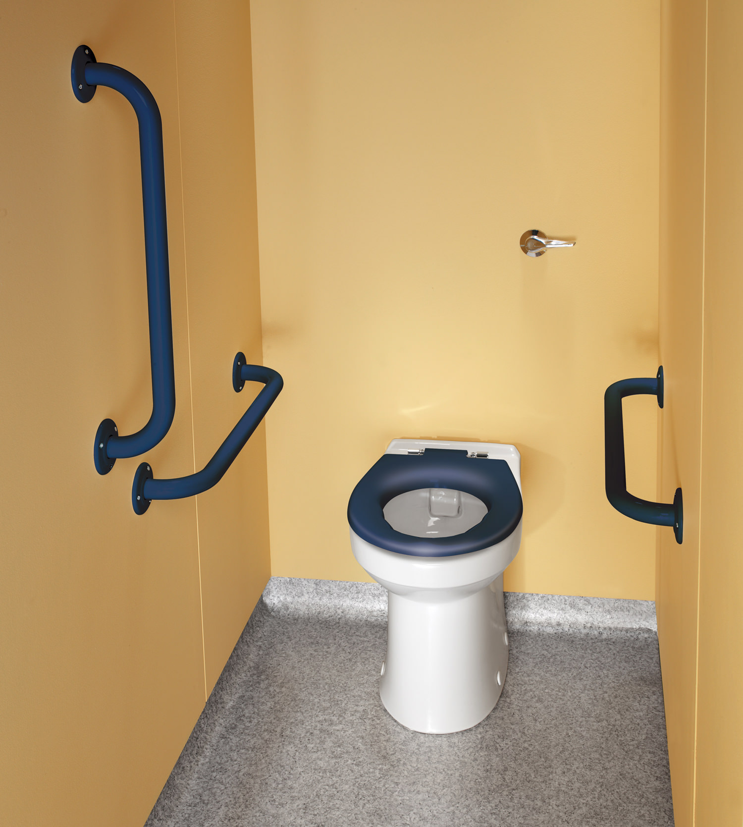 Twyford Doc.M Rimless Ambulant BTW WC Pack With Blue Grab Rails