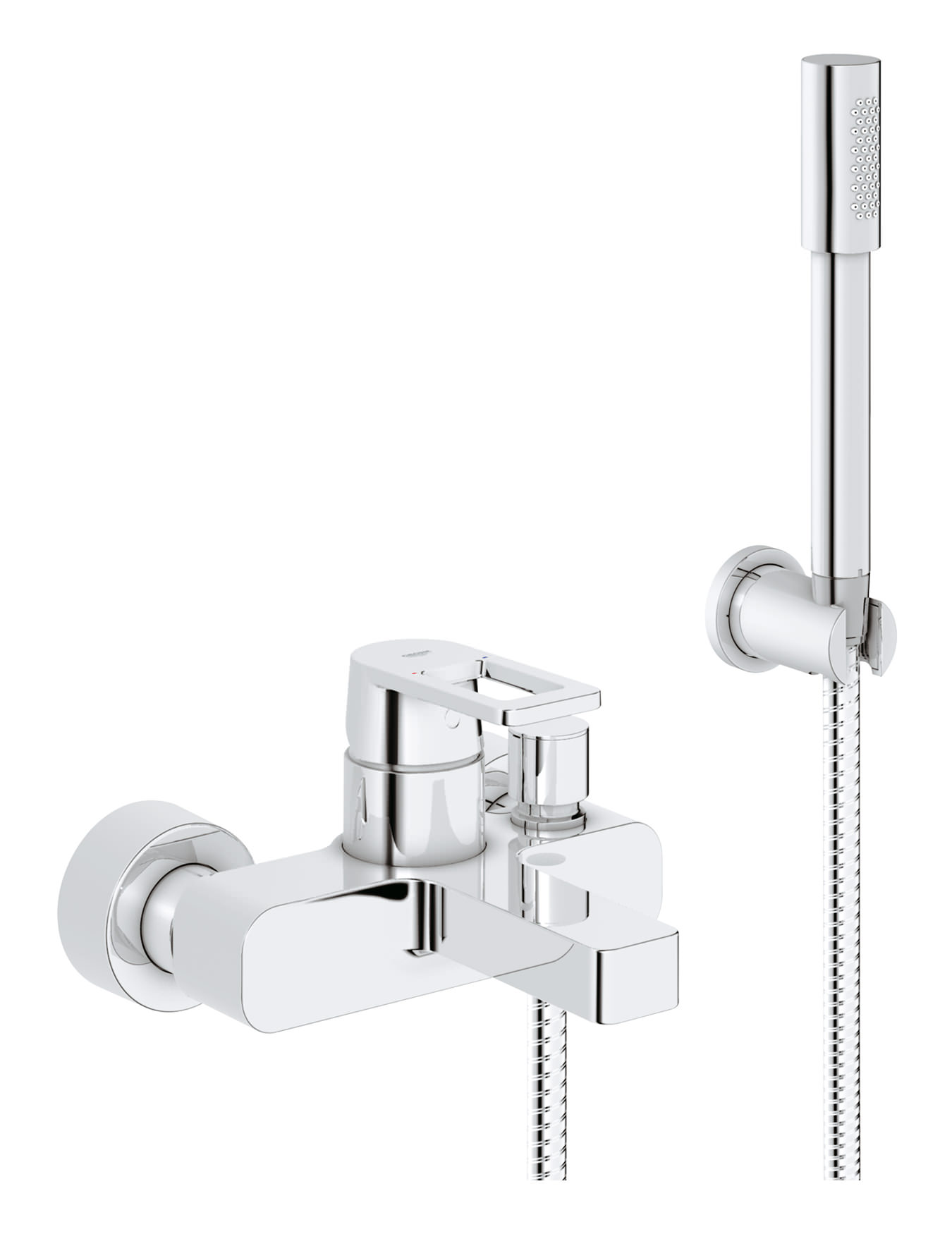 Grohe Quadra Wall Mounted Bath Shower Mixer Tap With Shower Set