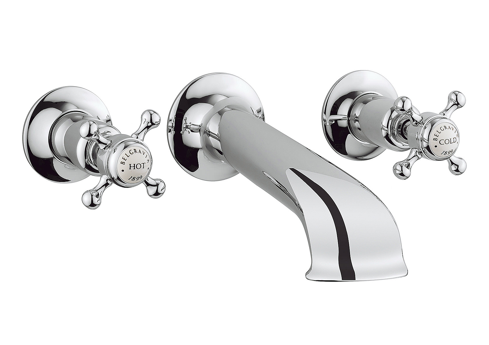 Crosswater Belgravia Crosshead Wall Stop Taps With Bath Spout