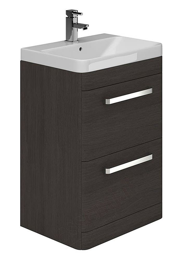 Essential Vermont 600mm Dark Grey 2 Drawer Vanity Unit And Basin Dark Grey 2 Drawer Vanity Unit And Basin, 600 Wide Bathroom Vanity Unit