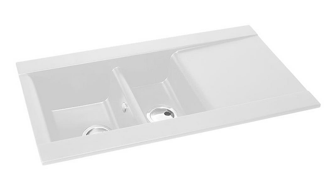 Abode Aspekt 1 5 Bowl And Drainer White Granite Kitchen Sink