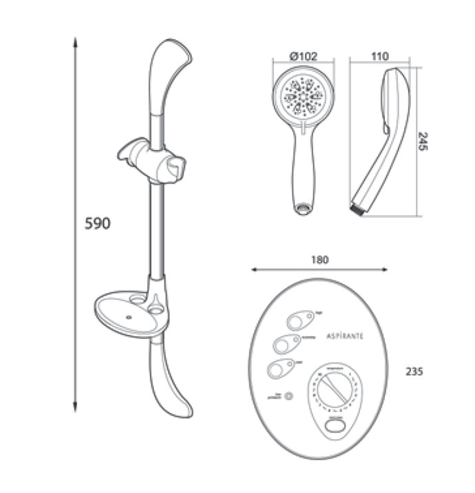 Triton T300si Remote Electric Shower 9.5 KW WhiteChrome