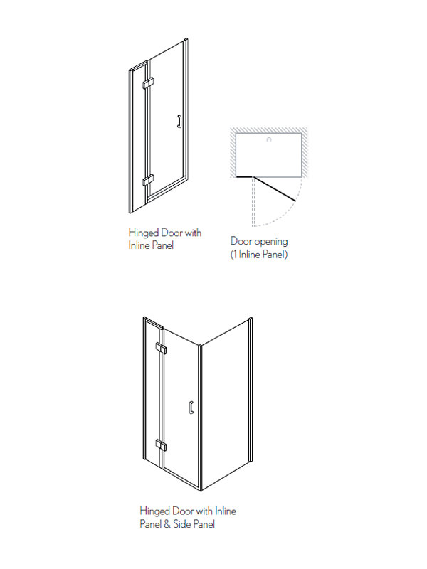 Simpsons Ten Frameless Hinged Pivot Door 900mm With Inline Panel