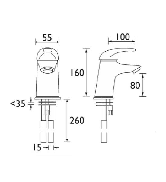 Bristan Java Deck Mounted Chrome Basin Mixer Tap