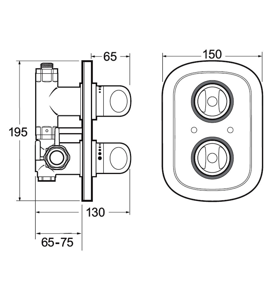 Deva Contemporary Dual Control Thermostatic Shower Valve