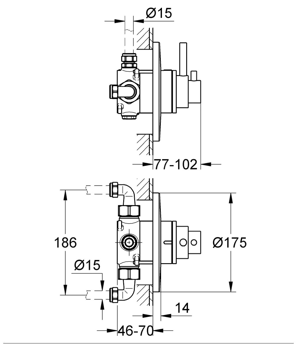 Grohe Avensys Modern Dual Control Thermostatic Shower Mixer Valve