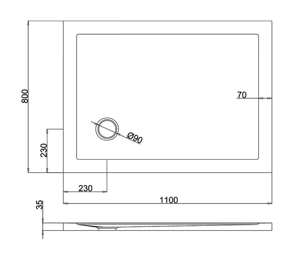 Britton Zamori Rectangle Shower Tray 1100 x 800mm